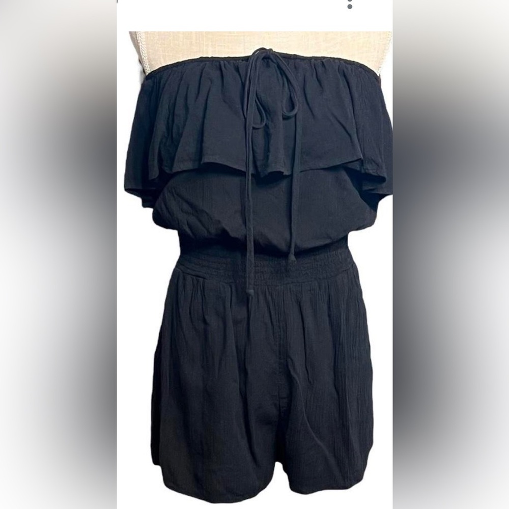 Aerie Black Off the Shoulder Shorts Romper  Size Small